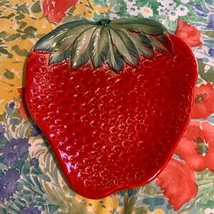 Strawberry Dish Hand Painted Italy AS IS